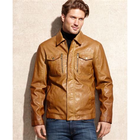 michael kors faux-leather jacket for men|michael kors men's leather jacket.